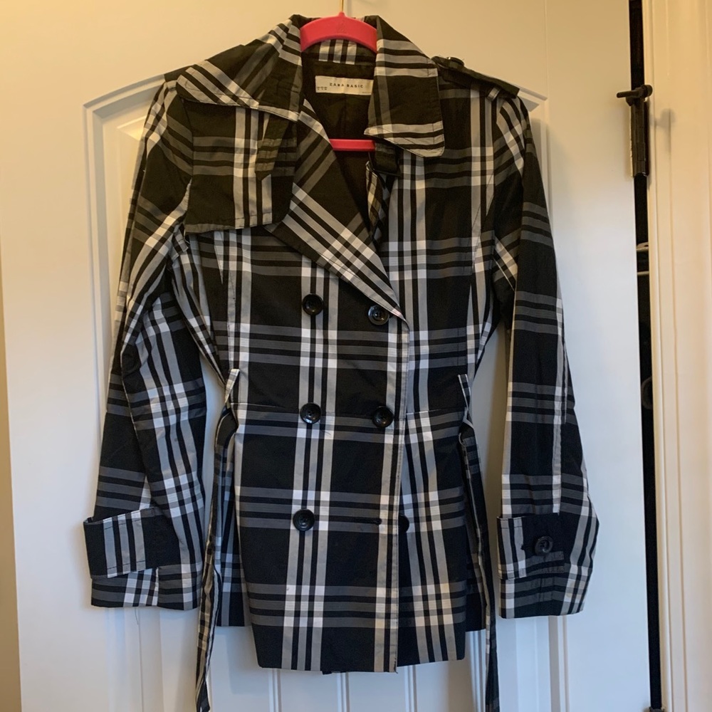 Zara Plaid Pea Coat Size Small